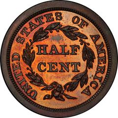 Picture of 1848 BRAIDED HAIR 1/2C, ORIGINAL PR64+ Red Brown