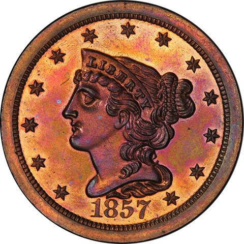1857 BRAIDED HAIR 1/2C