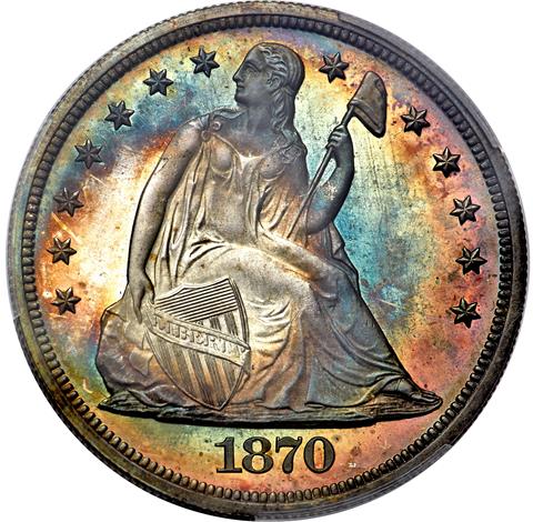 Picture of 1870 LIBERTY SEATED S$1, MOTTO PR67 Cameo