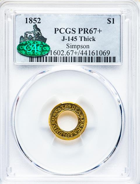 Picture of 1852 RING $1, J-145 THICK PR67+ 