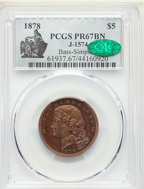 Picture of 1878 $5 J-1574 PR67 Brown