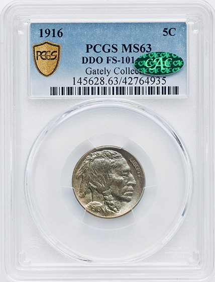 Picture of 1916/16 BUFFALO 5C, DOUBLED DIE OBVERSE MS63 