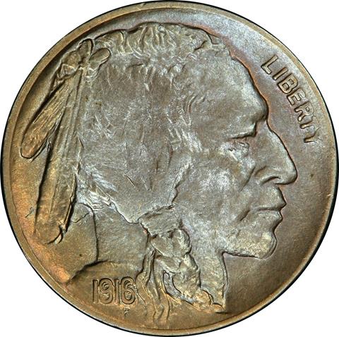 Picture of 1916/16 BUFFALO 5C, DOUBLED DIE OBVERSE MS63 
