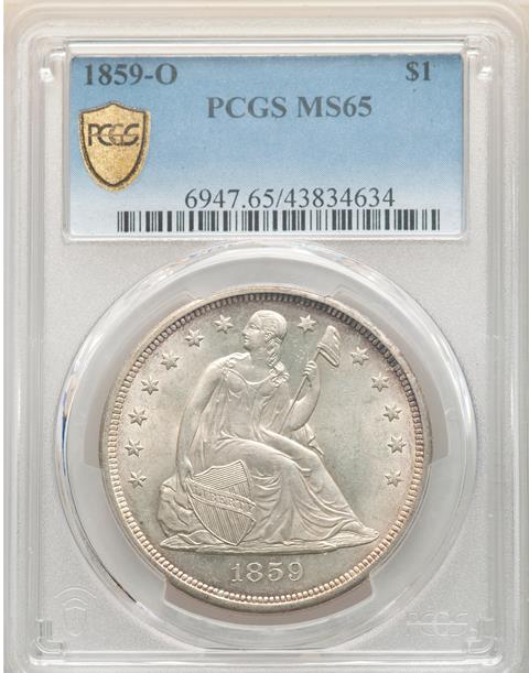 Picture of 1859-O LIBERTY SEATED S$1, NO MOTTO MS65 
