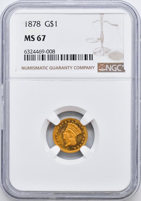 Picture of 1878 GOLD G$1, TYPE 3 MS67 