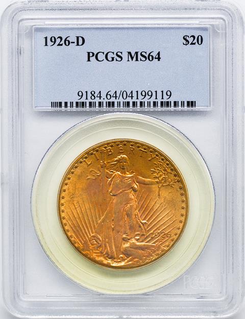 Picture of 1926-D ST. GAUDENS $20 MS64 