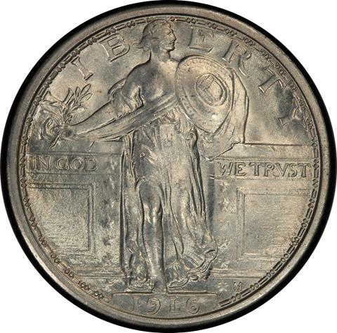 Picture of 1916 STANDING LIBERTY 25C, STANDING LIBERTY MS66 Full Head