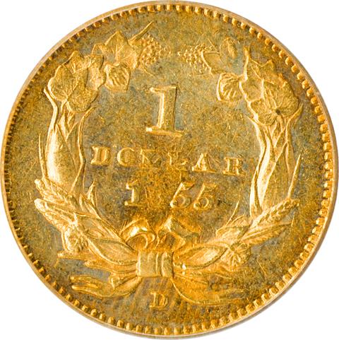 Picture of 1855-D GOLD G$1, TYPE 2 AU55 