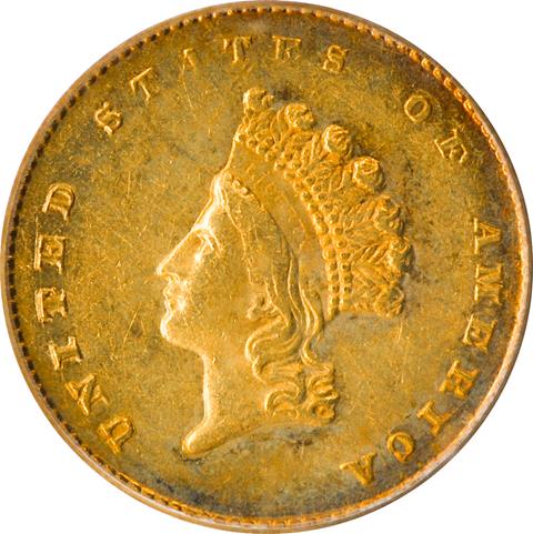 Picture of 1855-D GOLD G$1, TYPE 2 AU55 