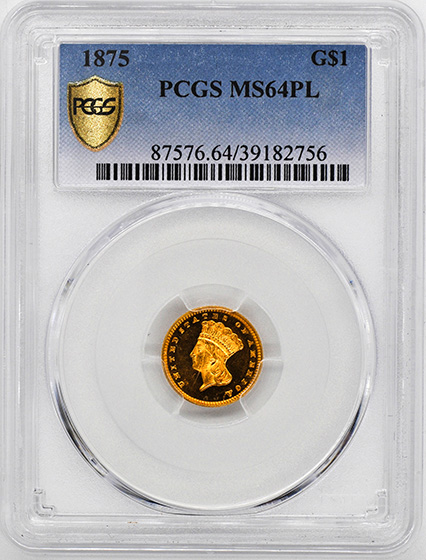 Picture of 1875 GOLD $1 MS64 Proof Like