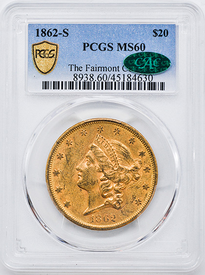 Picture of 1862-S LIBERTY HEAD $20 MS60 