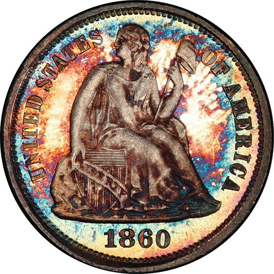 Picture of 1860 LIBERTY SEATED 10C PR67+ Cameo
