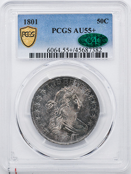 Picture of 1801 DRAPED BUST 50C AU55+ 