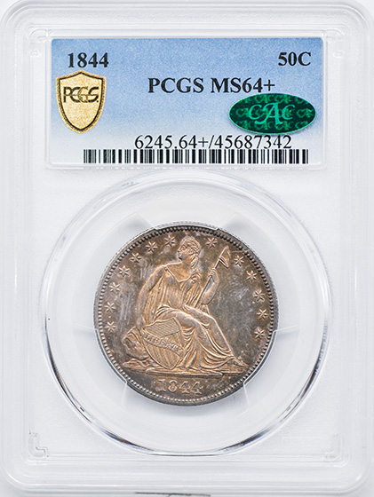 Picture of 1844 LIBERTY SEATED 50C, NO MOTTO MS64+ 