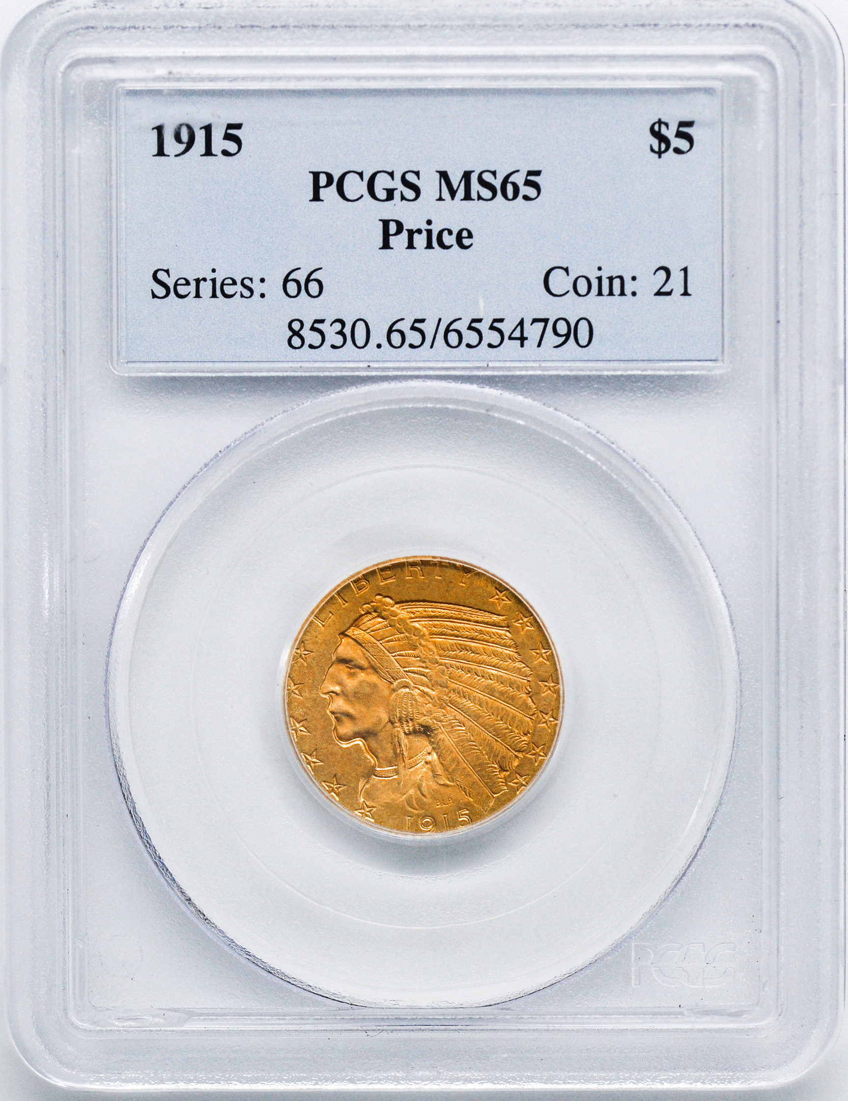 1915 INDIAN HEAD $5  Rare Coin Wholesalers, a S.L.Contursi Company