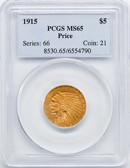 Picture of 1915 INDIAN HEAD $5 MS65 