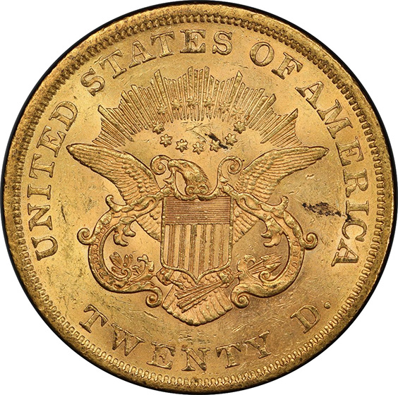 Picture of 1862 LIBERTY HEAD $20 MS61 
