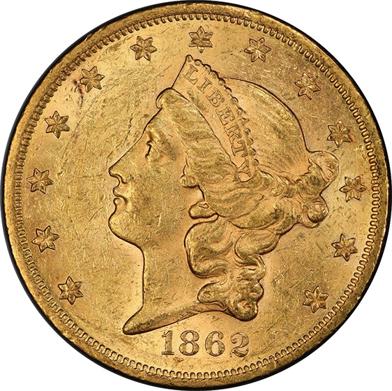 Picture of 1862 LIBERTY HEAD $20 MS61 