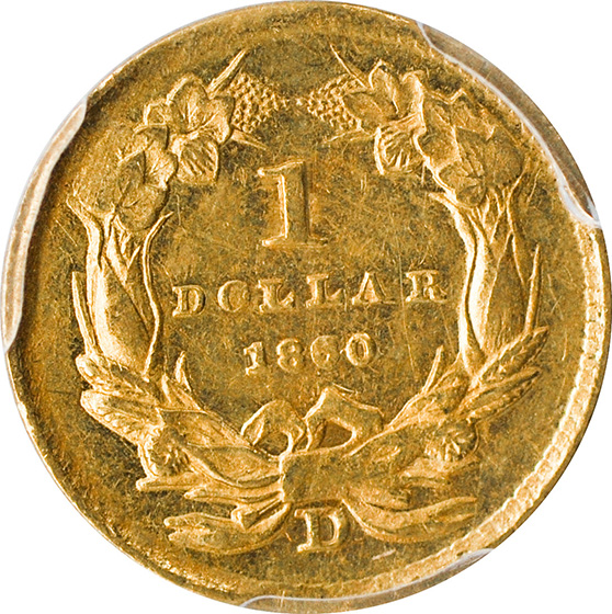 Picture of 1860-D GOLD G$1, TYPE 3 AU58 