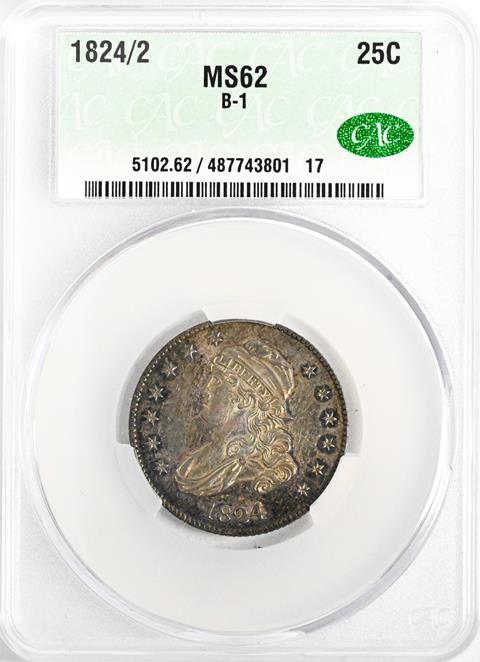 Picture of 1824/2 CAPPED BUST 25C MS62 