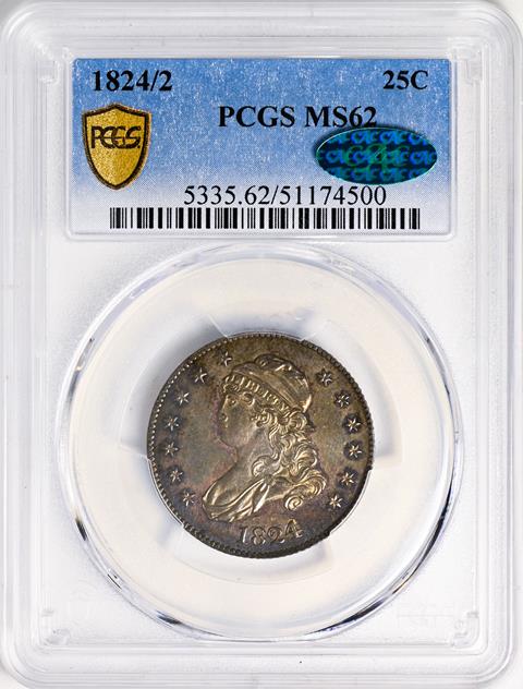 Picture of 1824/2 CAPPED BUST 25C MS62 