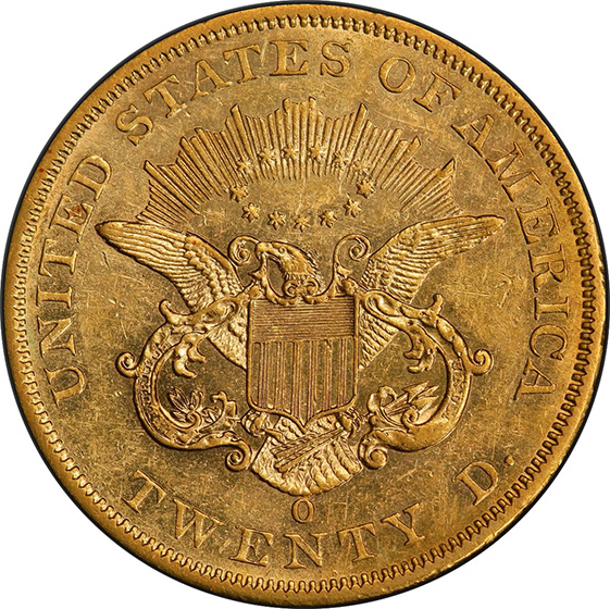 Picture of 1861-O LIBERTY HEAD $20 AU58 