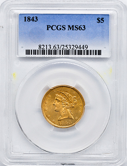 Picture of 1843 LIBERTY $5 MS63 