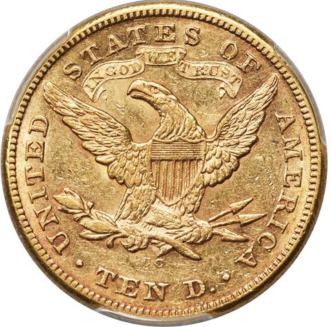 1876-CC LIBERTY HEAD $10 MS55