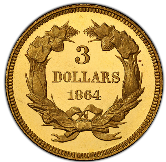 Picture of 1864 INDIAN PRINCESS $3 PR64+ Deep Cameo