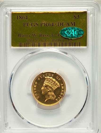Picture of 1864 INDIAN PRINCESS $3 PR64+ Deep Cameo