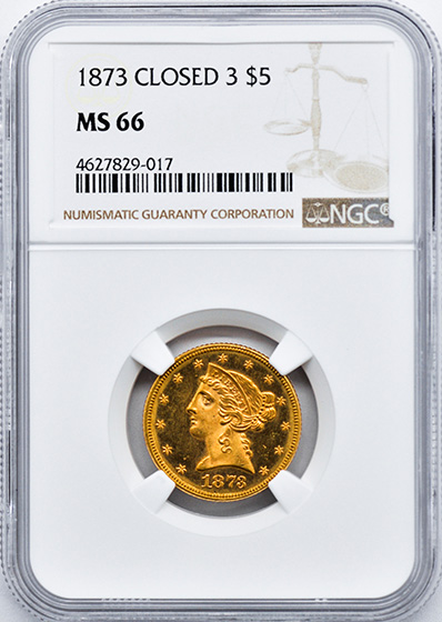 Picture of 1873 LIBERTY $5, CLOSED 3 MS66 