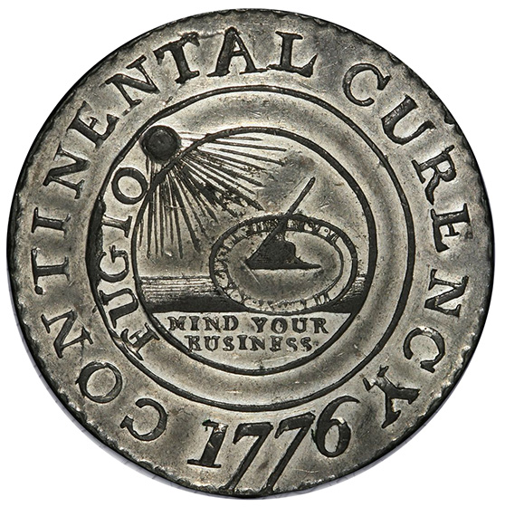 Picture of 1776 CONTINENTAL $1, CURENCY, PEWTER MS63 