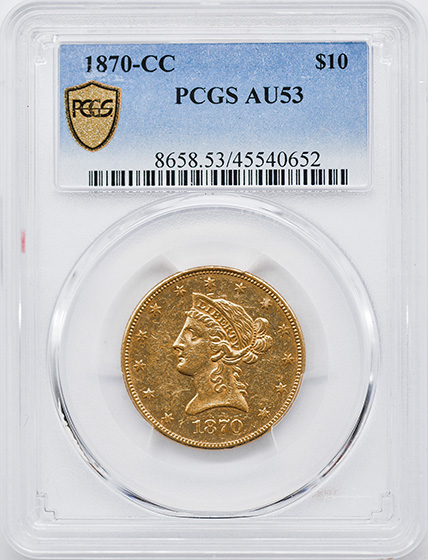 Picture of 1870-CC LIBERTY HEAD $10 AU53 