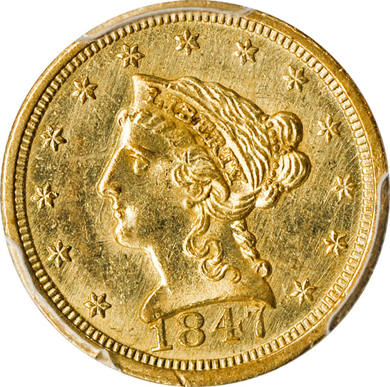 Picture of 1847-C LIBERTY HEAD $2.5 MS63 