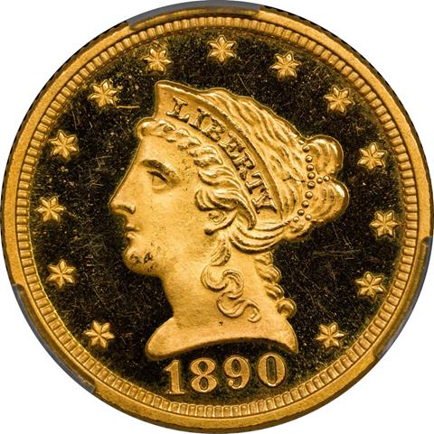 Picture of 1890 LIBERTY HEAD $2.5 PR65+ Deep Cameo