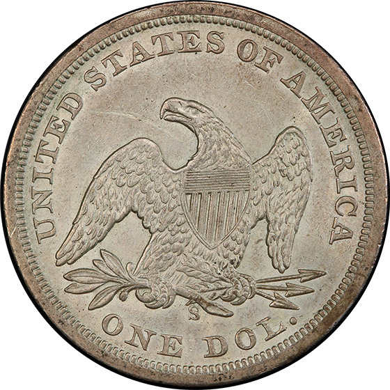 Picture of 1859-S LIBERTY SEATED S$1, NO MOTTO MS62 