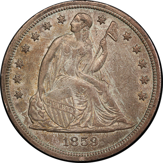 Picture of 1859-S LIBERTY SEATED S$1, NO MOTTO MS62 