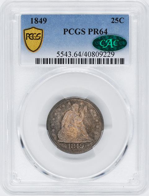 Picture of 1849 LIBERTY SEATED 25C, NO MOTTO PR64 