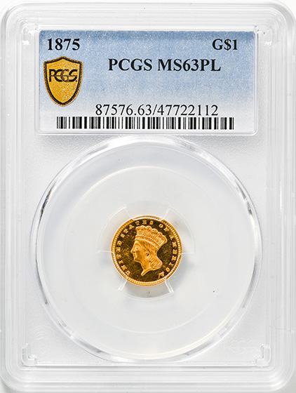 Picture of 1875 GOLD $1 MS63 Proof Like