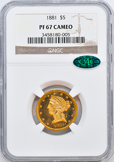 Picture of 1881 LIBERTY $5 PR67 Cameo