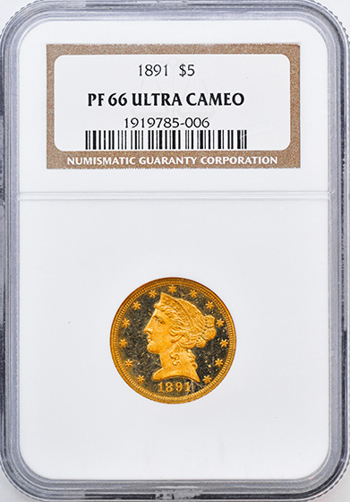 Picture of 1891 LIBERTY $5 PR66 Deep Cameo
