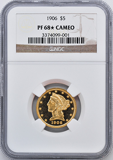 Picture of 1906 LIBERTY $5 PR68 Cameo