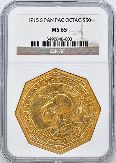 Picture of 1915-S GOLD $50, PAN-PAC OCTAGONAL MS65 