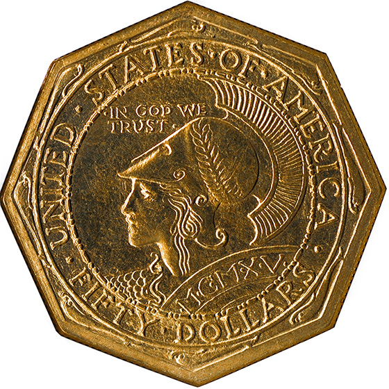 Picture of 1915-S GOLD $50, PAN-PAC OCTAGONAL MS65 