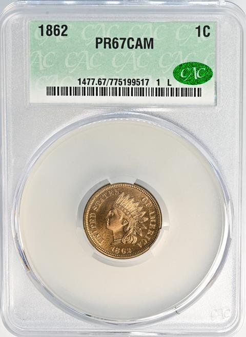 Picture of 1862 INDIAN COP NIC 1C PR67 Cameo