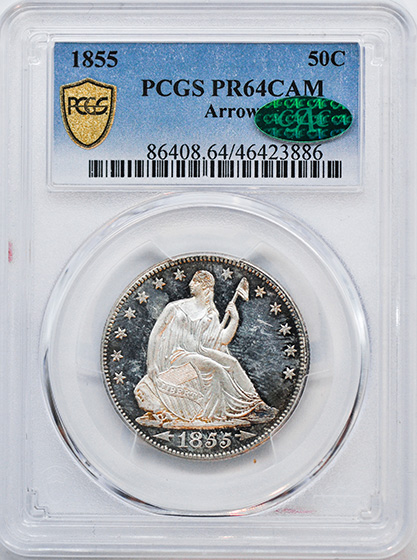 Picture of 1855 LIBERTY SEATED 50C, ARROWS PR64 Cameo