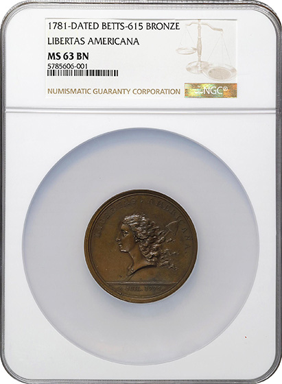 Picture of (1781) MEDAL LIBERTAS AMERICANA MS63 Brown