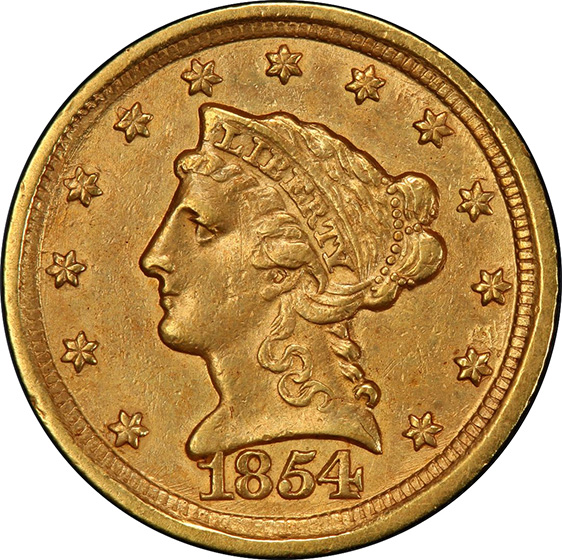 Picture of 1854-D LIBERTY HEAD $2.5 AU55 