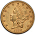 Picture of 1866-S LIBERTY HEAD $20, NO MOTTO AU58 