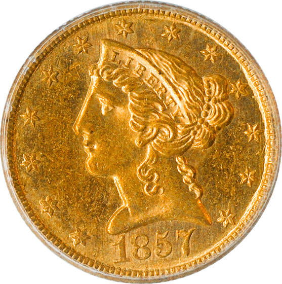 Picture of 1857-C LIBERTY $5 MS63 